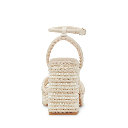 Agnes Pearl Bone Sandalias de Tacon Blancas para Mujer