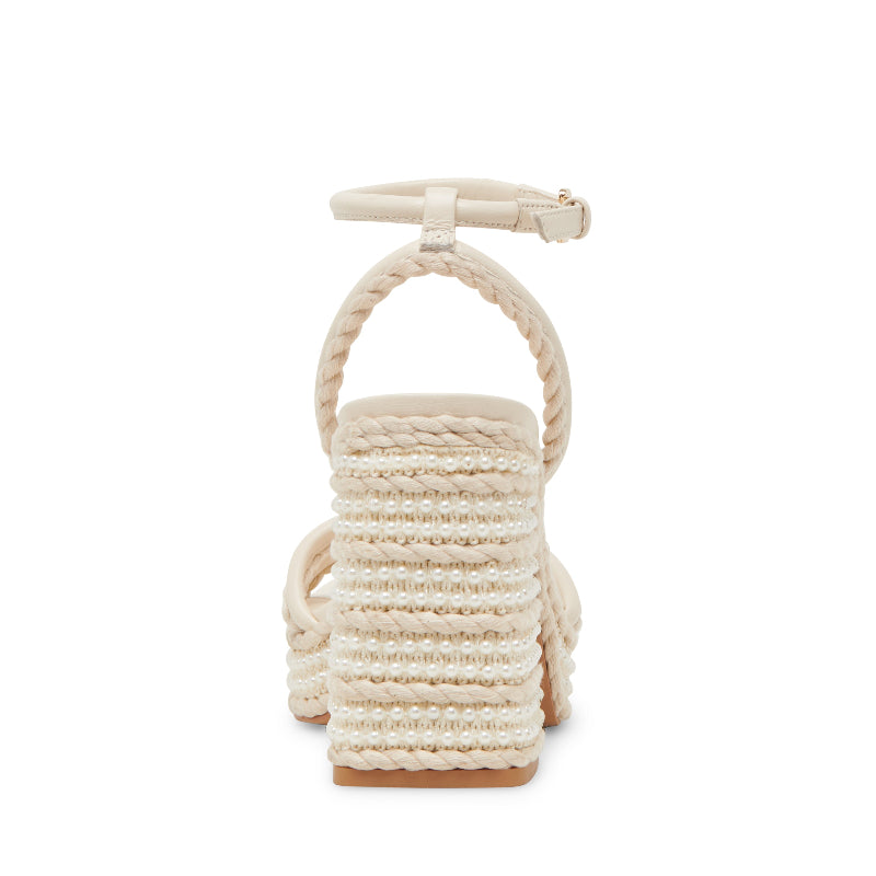 Agnes Pearl Bone Sandalias de Tacon Blancas para Mujer