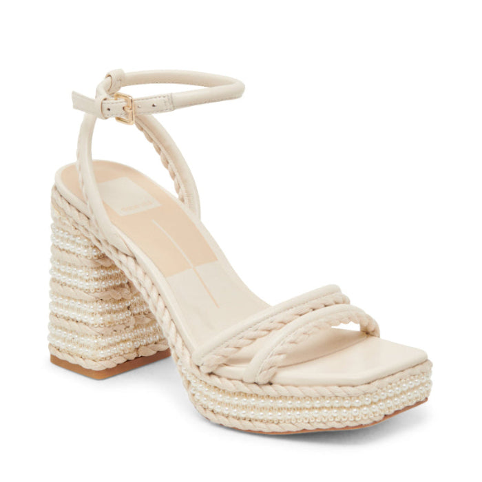Agnes Pearl Bone Sandalias de Tacon Blancas