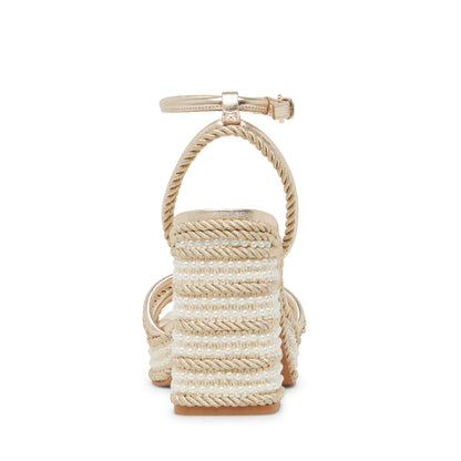 Agnes Pearl Platinum Sandalias de Tacon Doradas para Mujer