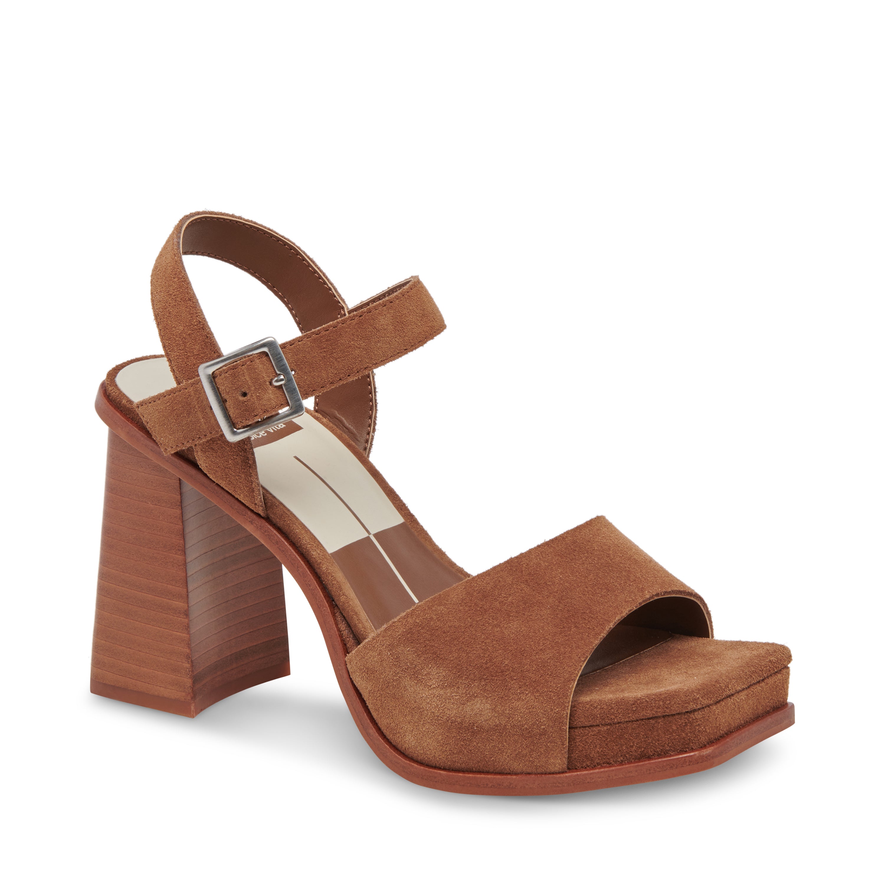 Aubrey Chestnut Suede Sandalias de Tacon Cafes