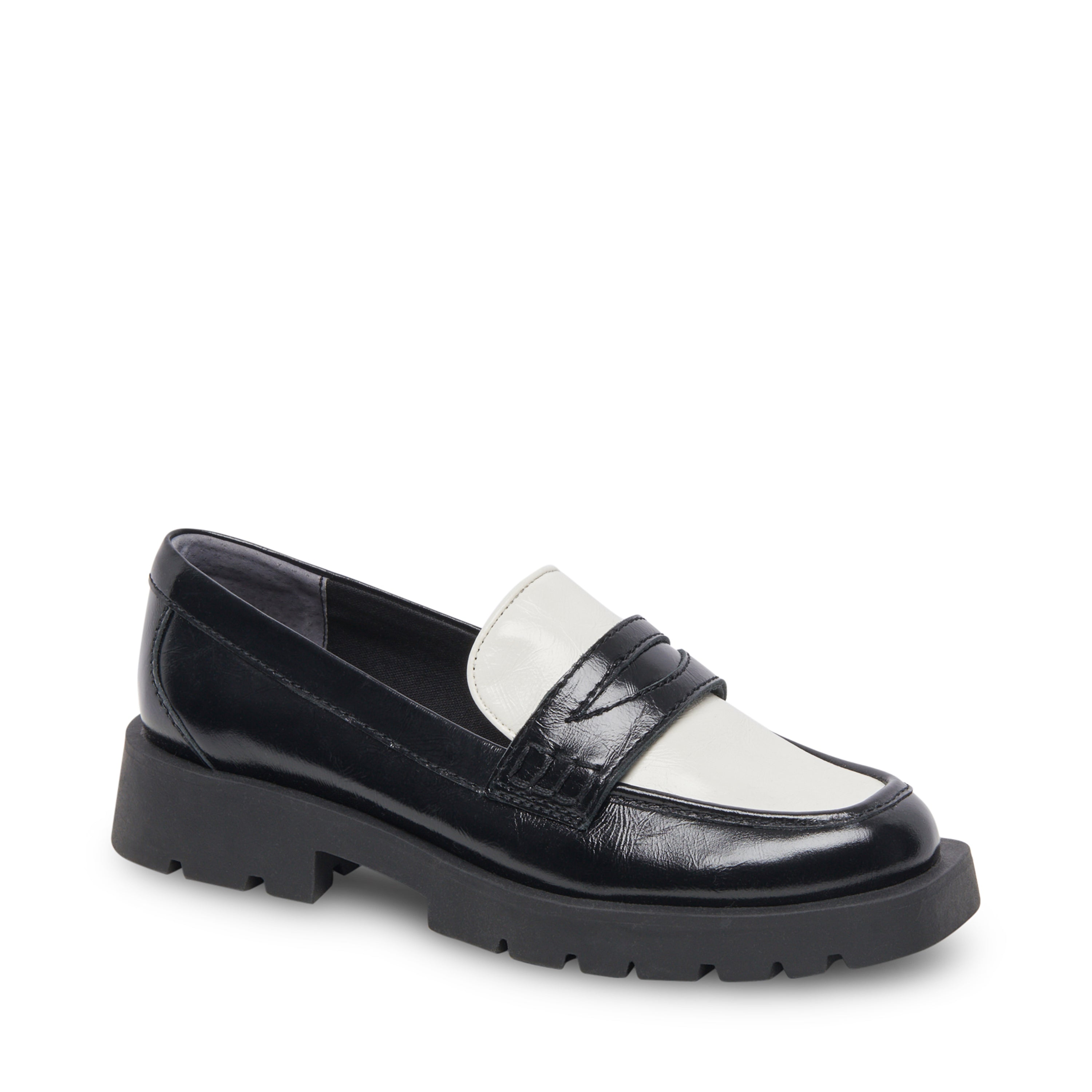 Elias Black White Mocasines de Piel Negro con Blanco