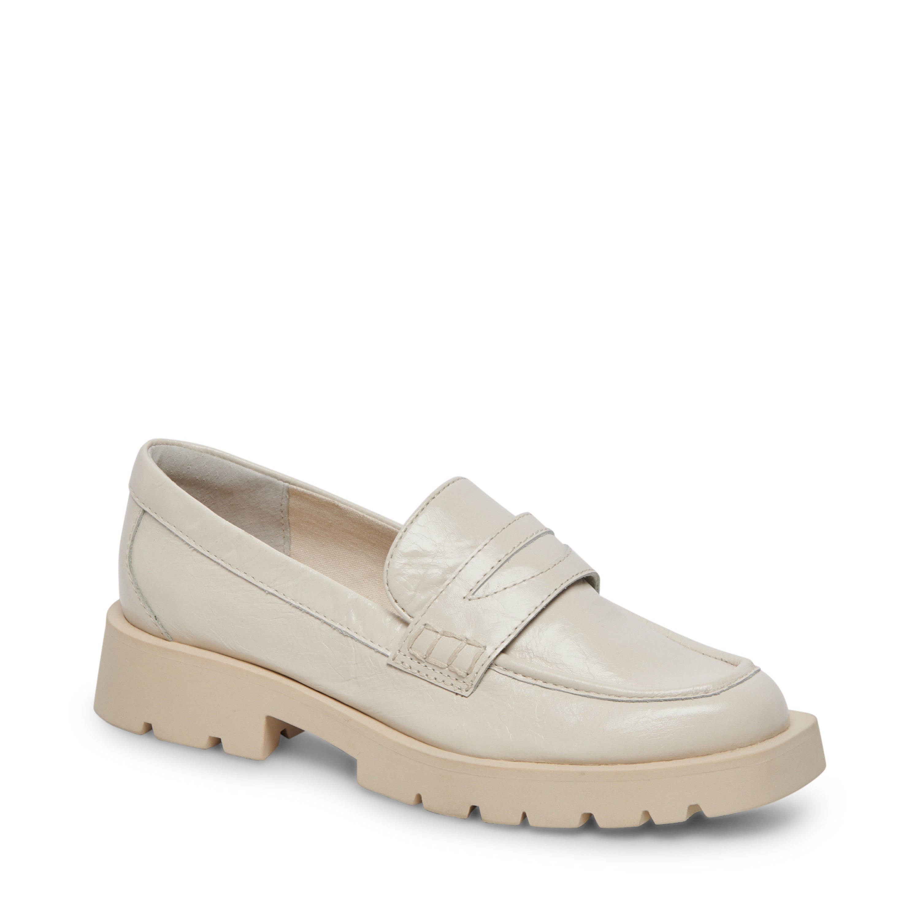 Elias Off White Patent Mocasines de Charol Blancos