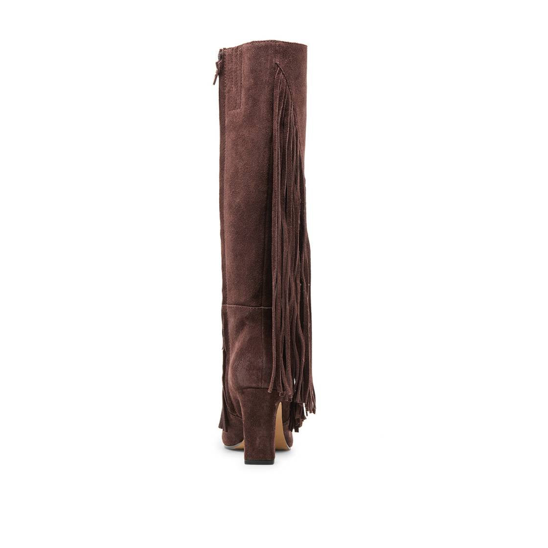 Giano Mahogany Botas Largas con Flequillos Cafes para Mujer