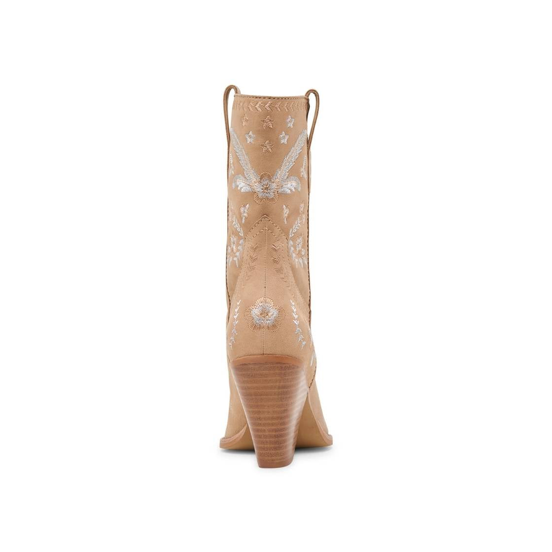 Jessey Floral Bamboo Botines Cafes Bordados con Flores para Mujer