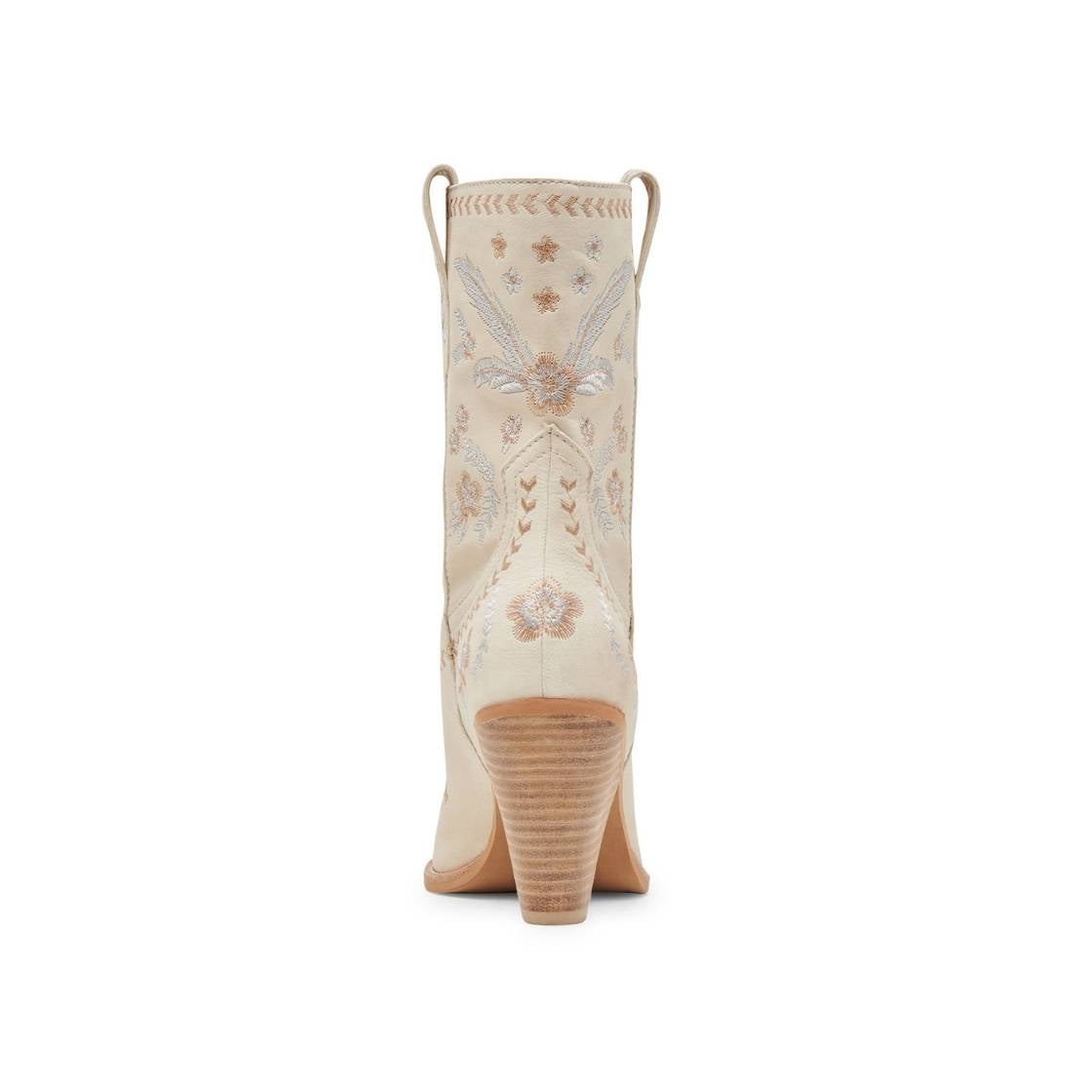 Jessey  Floral Creme Botas con Bordado de Flores Blancas para Mujer