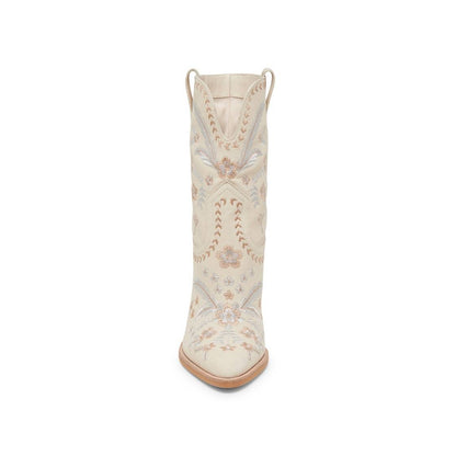 Jessey  Floral Creme Botas con Bordado de Flores para Mujer