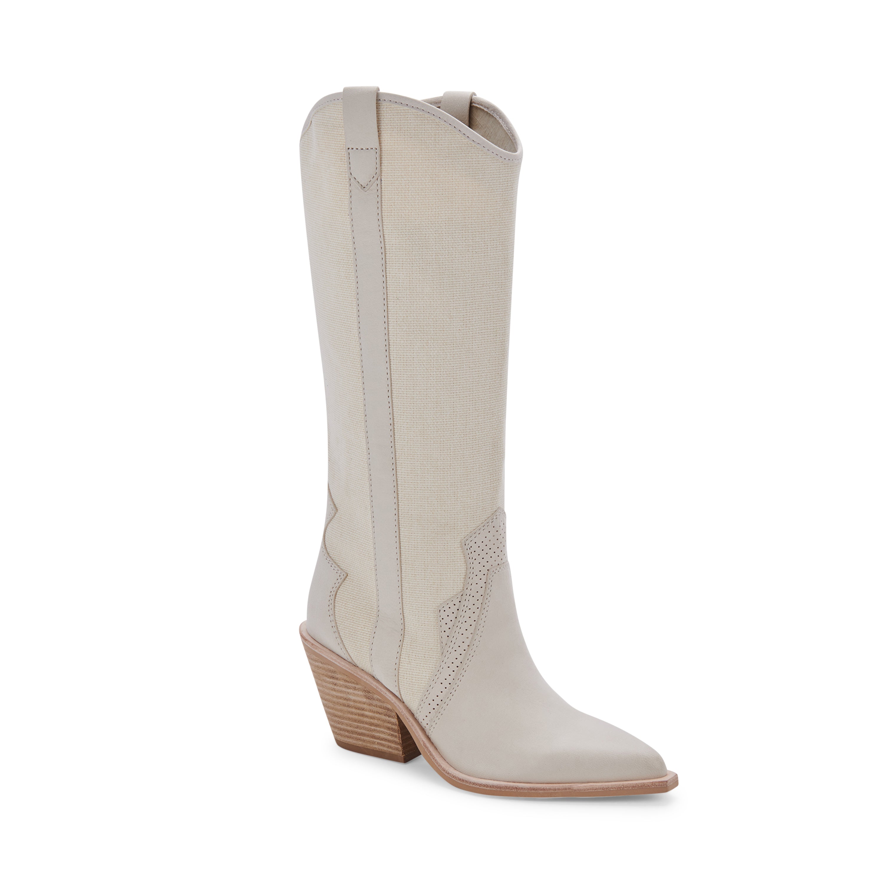 Navene Ivory Nubuck Botas Vaqueras Largas Blancas