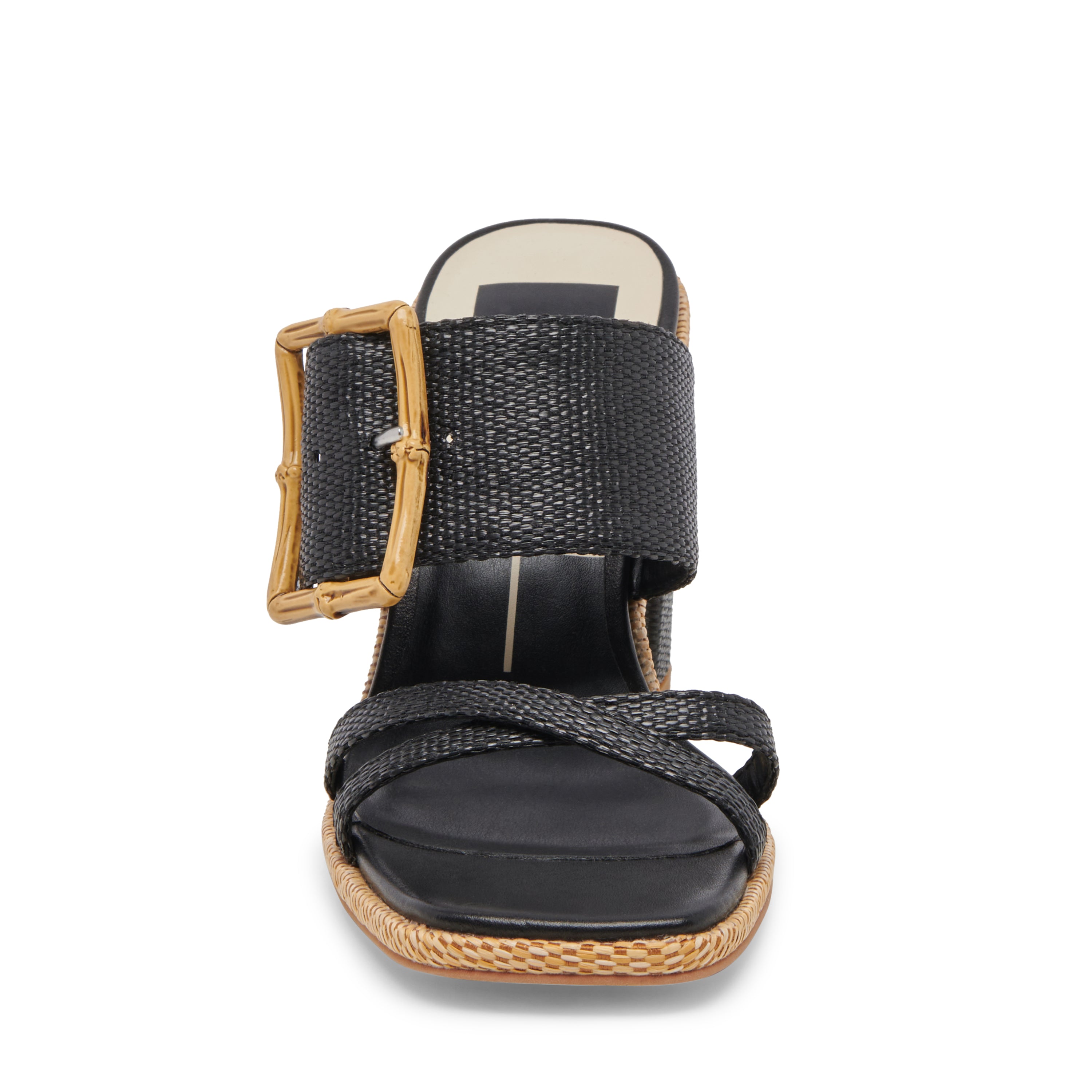 Onnie Black Leather Sandalias de Tacon para Mujer
