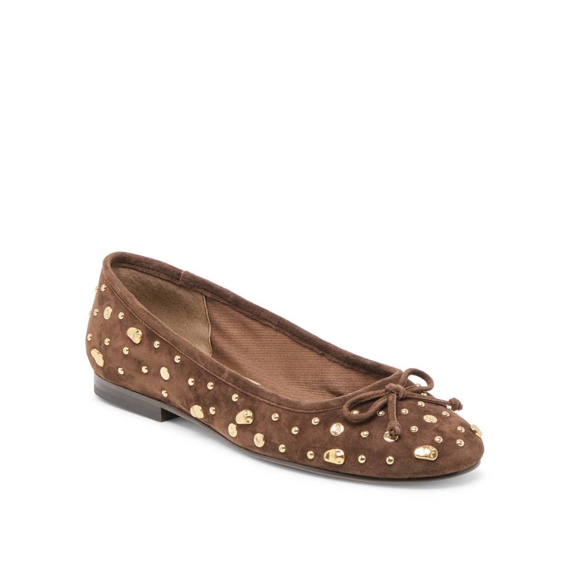 Ritla Stud Dark Browm Suede Flats con Estoperoles Cafes