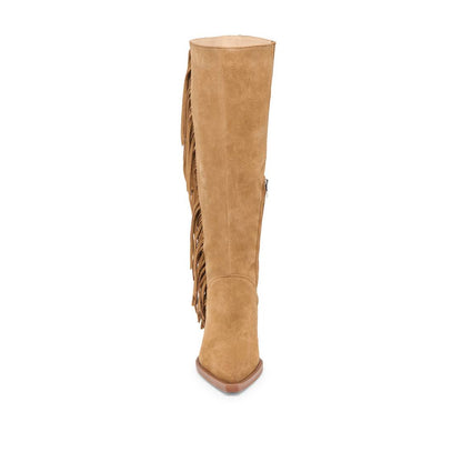Roley Light Brown Botas Largas con Flequillos para Mujer