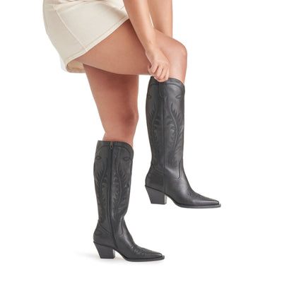 Ryatt Black Botas Vaqueras de Piel Negras para Mujer