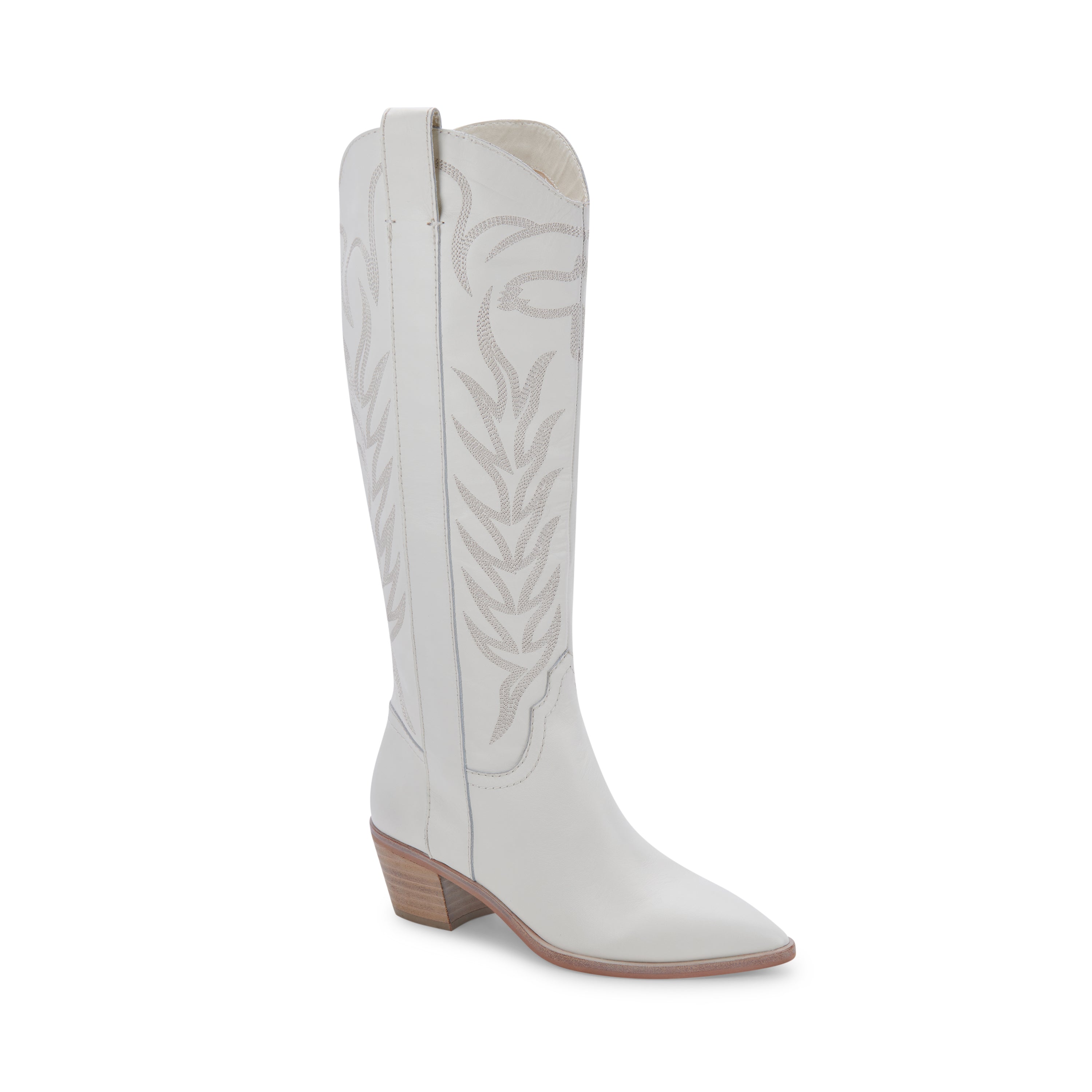 Solei White Leather Botas Vaqueras Blancas