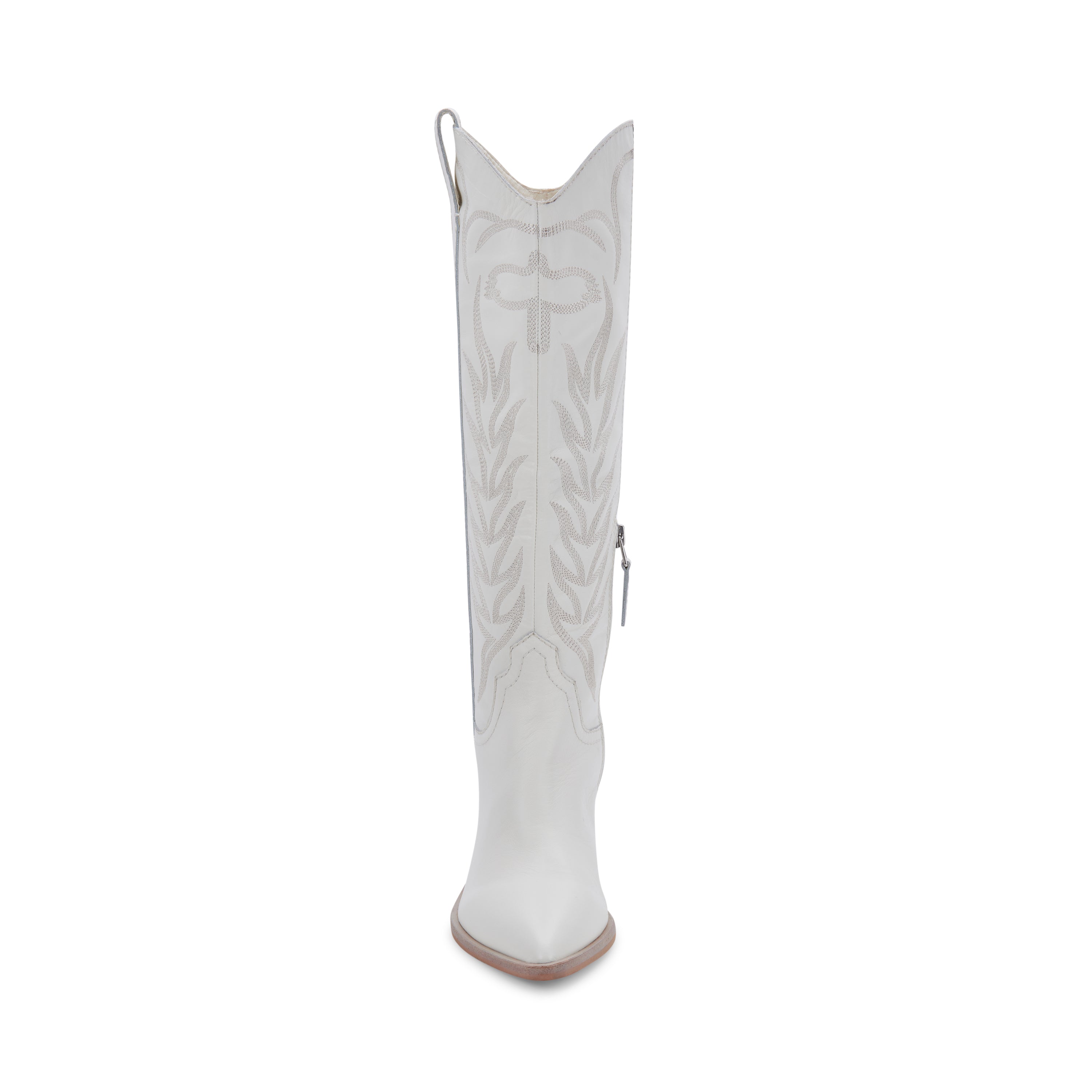 Solei White Leather Botas Vaqueras para Mujer