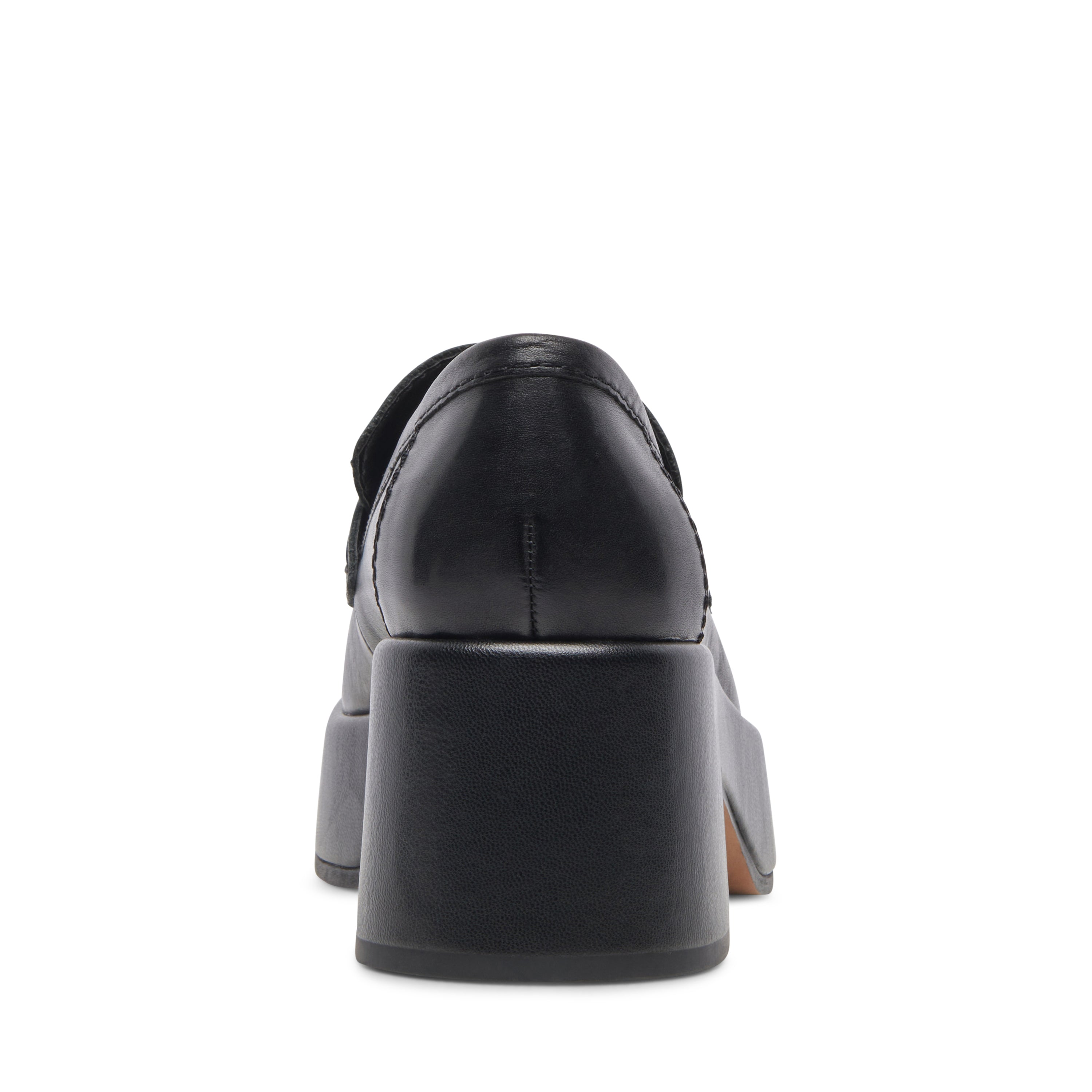 Yanni Black Leather Mocasines de Tacon Negros para Mujer