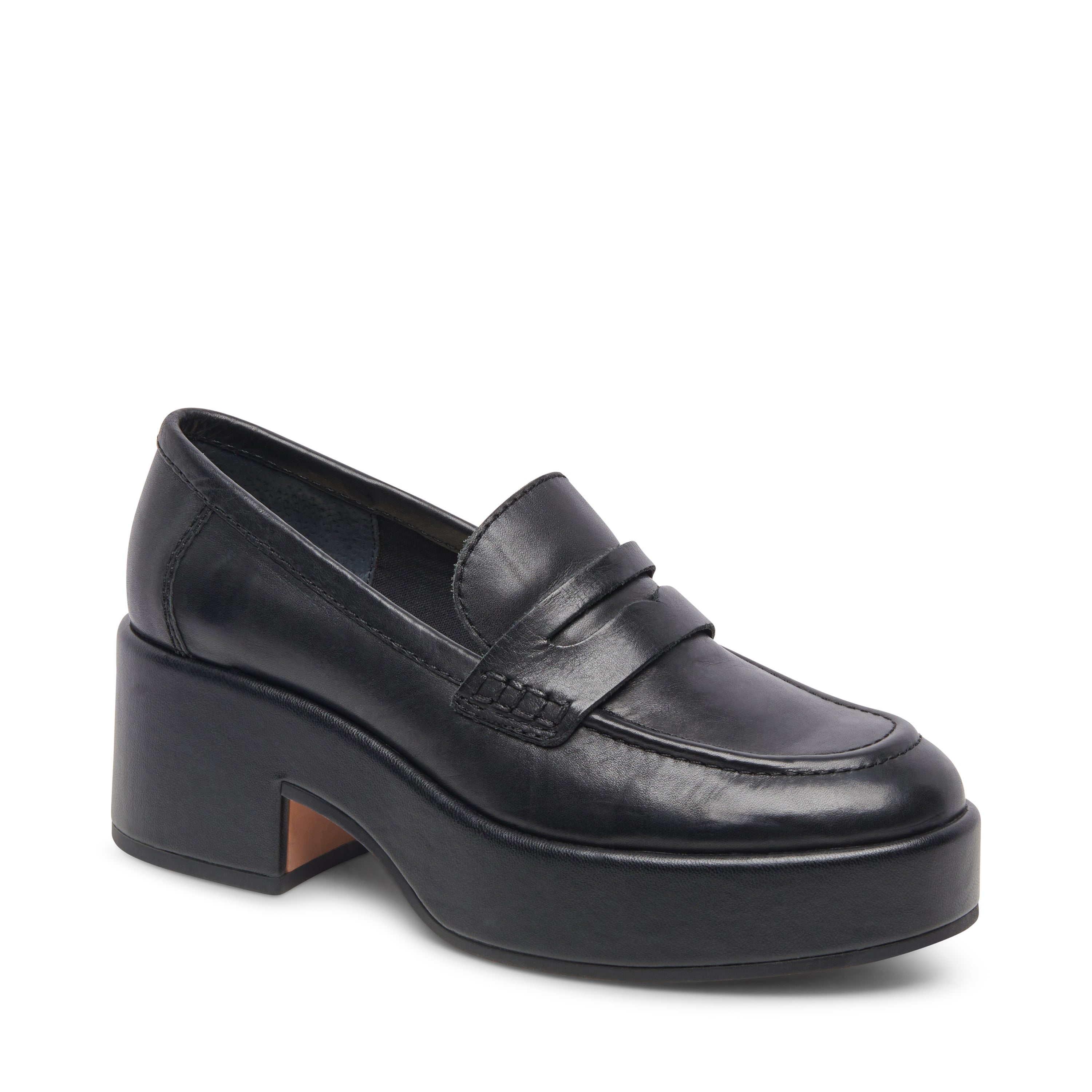 Yanni Black Leather Mocasines de Tacon Negros