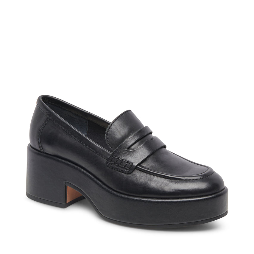 Yanni Black Leather Mocasines de Tacon Negros