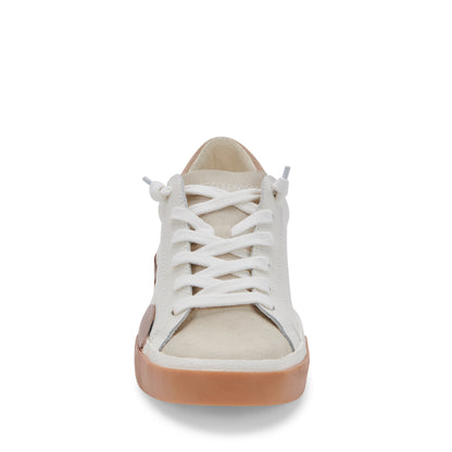 Zina White Tan Leather Tenis de Piel para Mujer